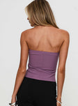 back view of model wearing Princess Polly Reckless Abandon Strapless Top Mauve Sleeveless straight 