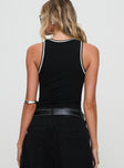 back view of model wearing Princess Polly Pietra Bodysuit Black Sleeveless 