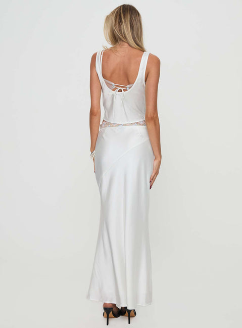 Matching set Silk material look, floral lace detail on bust & waistline, adjustable straps, cowl neckline, invisible zip fastening  Non-stretch material, fully lined  Cold gentle machine wash 