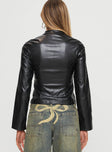 Lowgan Faux Leather Jacket Black