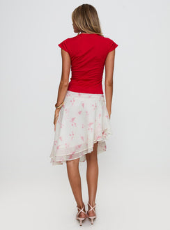 back view of model wearing Princess Polly Charisse Asymmetrical Midi Skirt Floral 