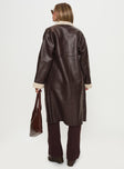 Ammelia Shearling Long-line Jacket Brown