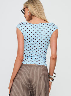 Cheirosa Off Shoulder Top Blue / Brown