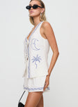 Sun And Palm Trees Vest Set White / Blue