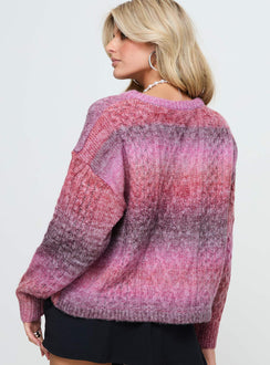 Pomery Cable Knit Sweater Ombre Pink Princess Polly  Cropped 