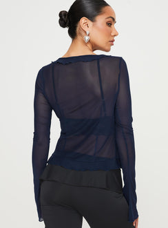 product Princess Polly Full Sleeves High Neck  Everly Long Sleeve Top Navy