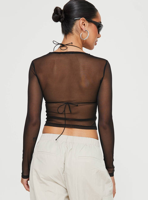 product Princess Polly Sleeveless Square Neck  Future Mesh Long Sleeve Top Black