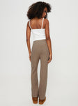 back view of model wearing Princess Polly Yang Wide Leg Knit Pants Brown High Waisted Pants 