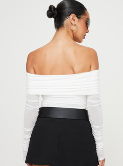 product Princess Polly Full Sleeves Asymmetric Neckline  Fairburn Off The Shoulder Top White