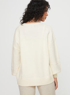 back view of model wearing Princess Polly Oakleigh Cardigan Cream Long 