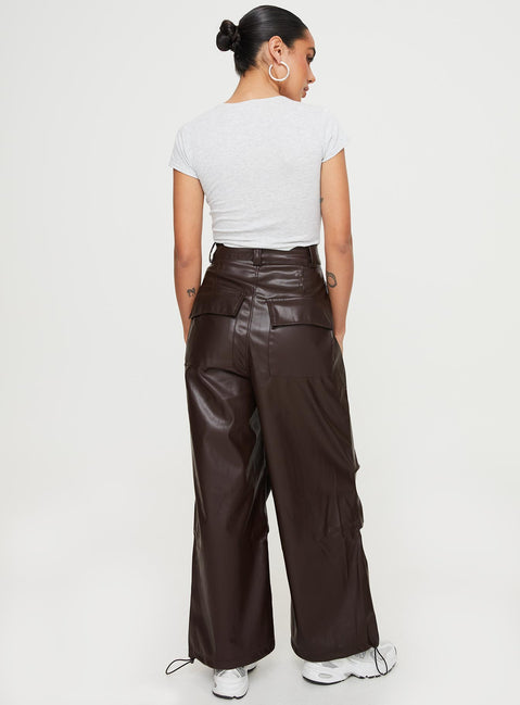 product Princess Polly  Ornella Faux Leather Pants Brown