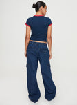 Princess Polly Low Rise  Stop & Stare Cargo Jeans Mid Wash