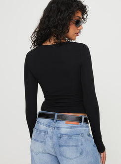 product Princess Polly Full Sleeves Square Neck  87 Rider Long Sleeve Top Black