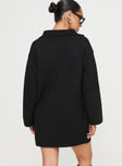 Front view of model wearing  front Princess Polly Boat Neck  Darmi Mini Sweater Dress Black