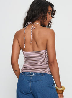 Sit In Silence Cut Out Top Purple Stripe