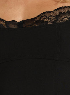 Elsena Lace Detail Mini Dress Black