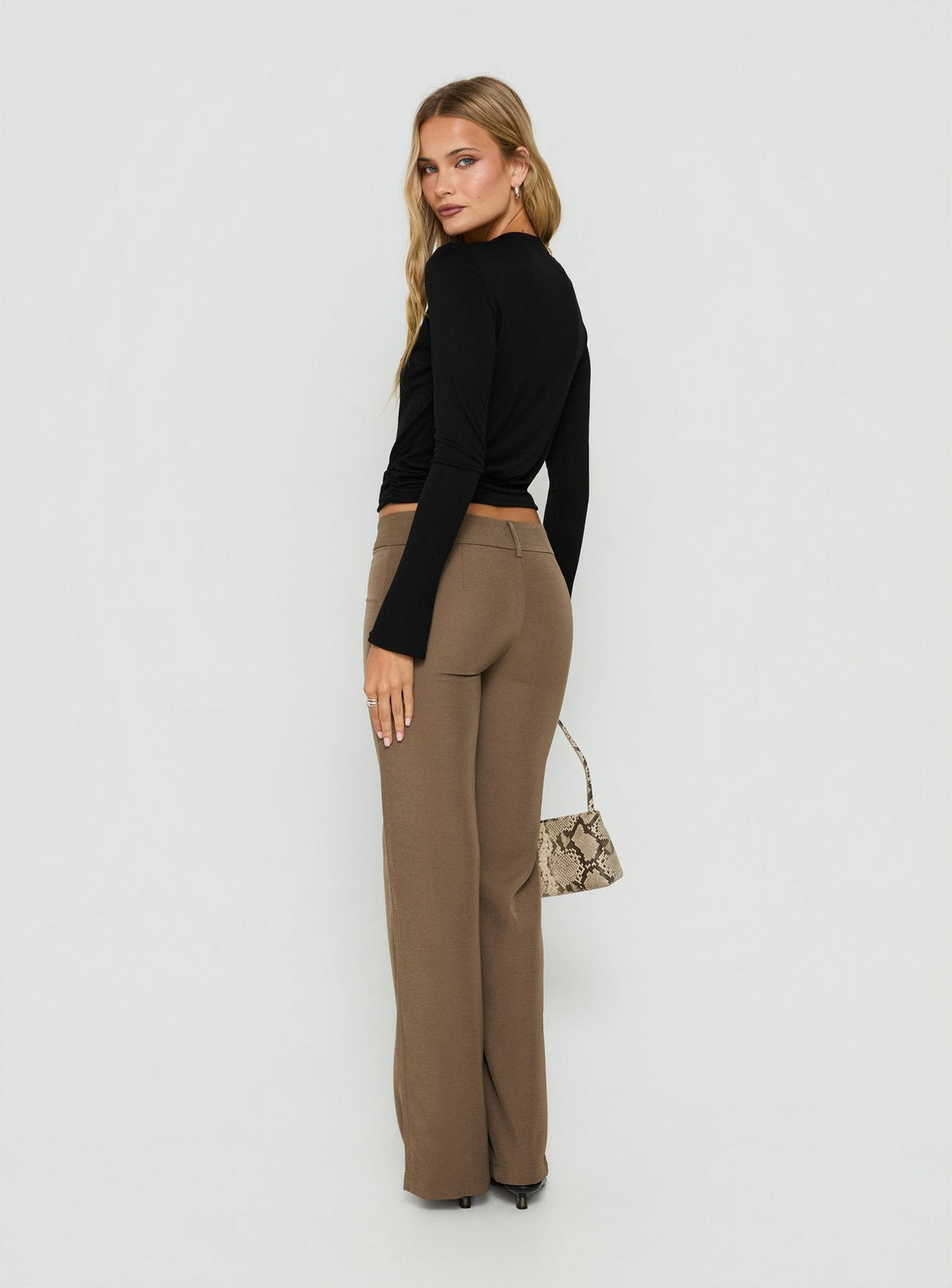 Jordanna Belted Straight Trousers Brown
