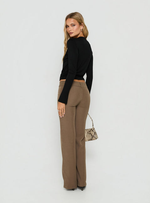 Jordanna Belted Straight Trousers Brown