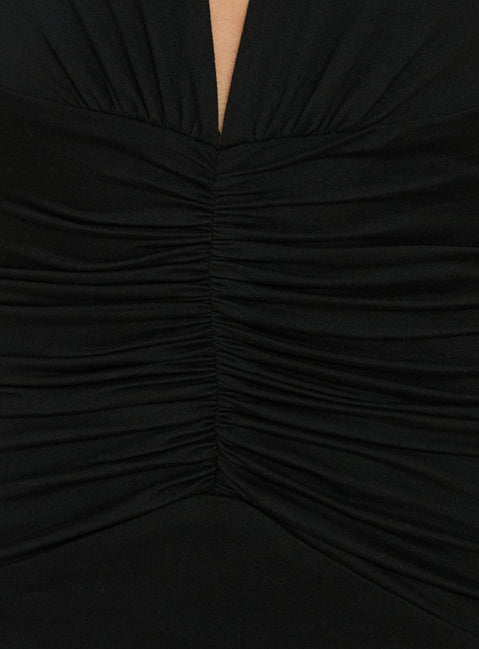 Kariee Plunge Neck Maxi Dress Black