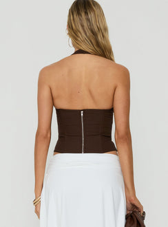 Sherah Halter Neck Korsett-Top Braun