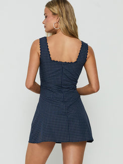 Dasha Minikleid Marineblau Kariert