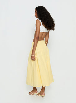 Vence Ruched Maxi Skirt Lemon Yellow