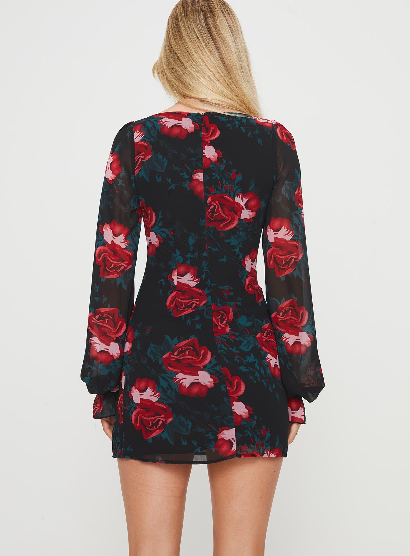 product Princess Polly Boat Neck  Bayford Long Sleeve Mini Dress Red / Black Tall