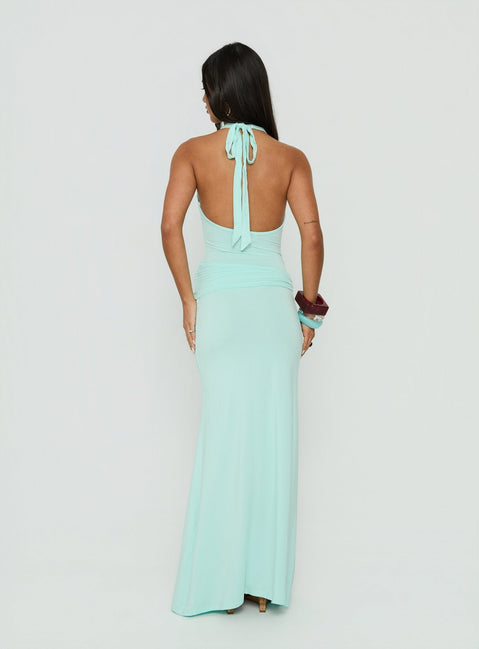 So Major Draped A-Line Maxi Dress Blue