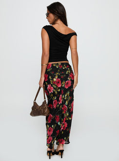 back view of model wearing Princess Polly Emaretta Maxi Skirt Multi Floral 