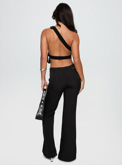 back view of model wearing Princess Polly Amaretti Pants Black High Waisted Pants 