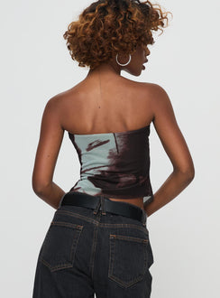 back view of model wearing Princess Polly Thalara Strapless Top Multi Sleeveless Sweetheart 