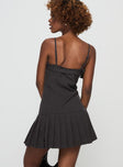 back view of model wearing Princess Polly Valletta Mini Dress Slate Square Neck 