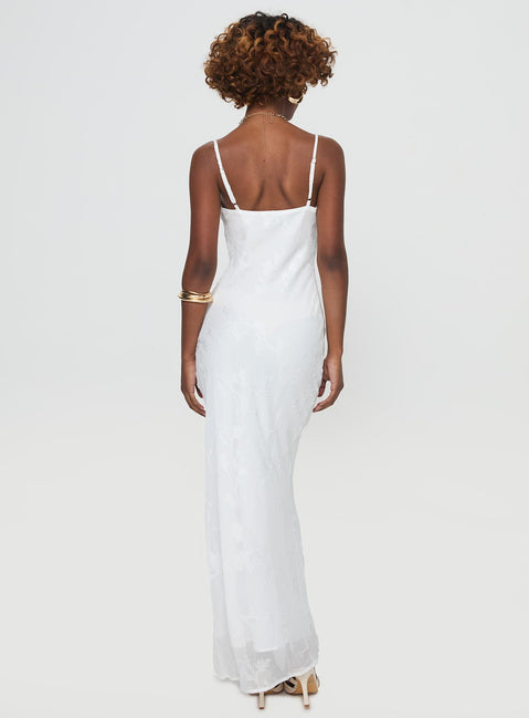 back view of model wearing Princess Polly Naeema Maxi Dress White Sweetheart Neckline 