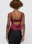 back view of model wearing Princess Polly Zippy Top Red Sleeveless Sweetheart 