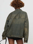 Denim jacket Oversized fit, drop shoulder, classic collar, button fastening, twin breast pockets Non-stretch material, unlined 