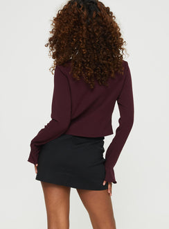 product Princess Polly Full Sleeves High Neck  Bowden Long Sleeve Top Burgundy