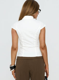 Yalanda Cut Out Collared Top White