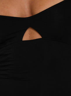 Evendra Midi-Kleid mit V-Ausschnitt und Cut-Outs in Schwarz