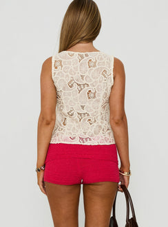 Jesa Foldover Mid Rise Mini Shorts Guava