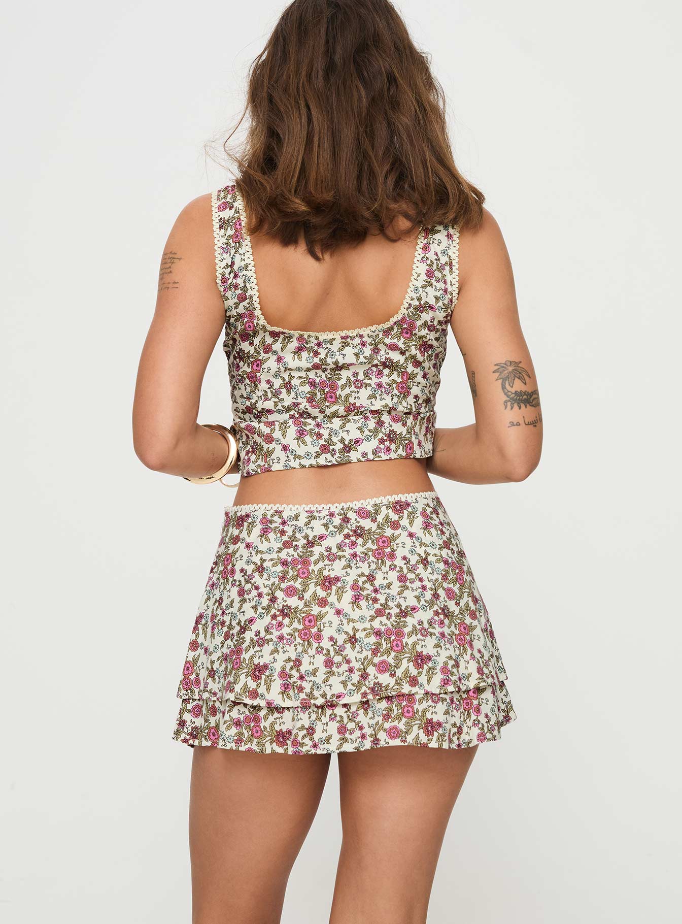 back view of model wearing Princess Polly Luiso Mini Skirt Multi Mini Skirts 