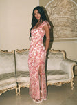 Princess Polly Scoop Neck  Julianne Flutter Sleeve Maxi Dress Pink Multi