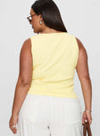 Baseline Square Neck Rib Tank Top Lemon Curve