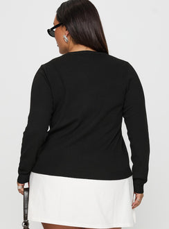 back view of model wearing Princess Polly Lauraine Cardigan Black Curve 