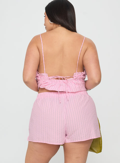 Abigayle Shorts Pink Stripe Curve