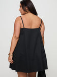 back view of model wearing Princess Polly Belong Together Mini Dress Black Curve Square Neck 