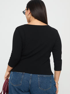 Elaia 3/4 Sleeve Top Black Curve