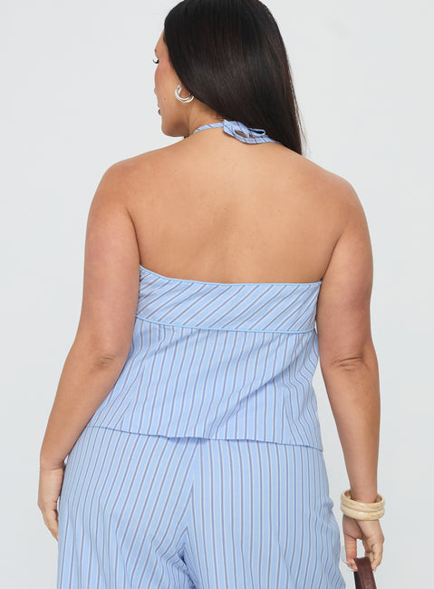 Sofea Halter Top Blue Stripe Curve