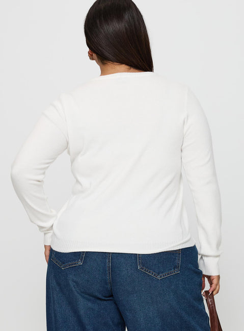 back view of model wearing Princess Polly Lauraine Cardigan White Curve regular 