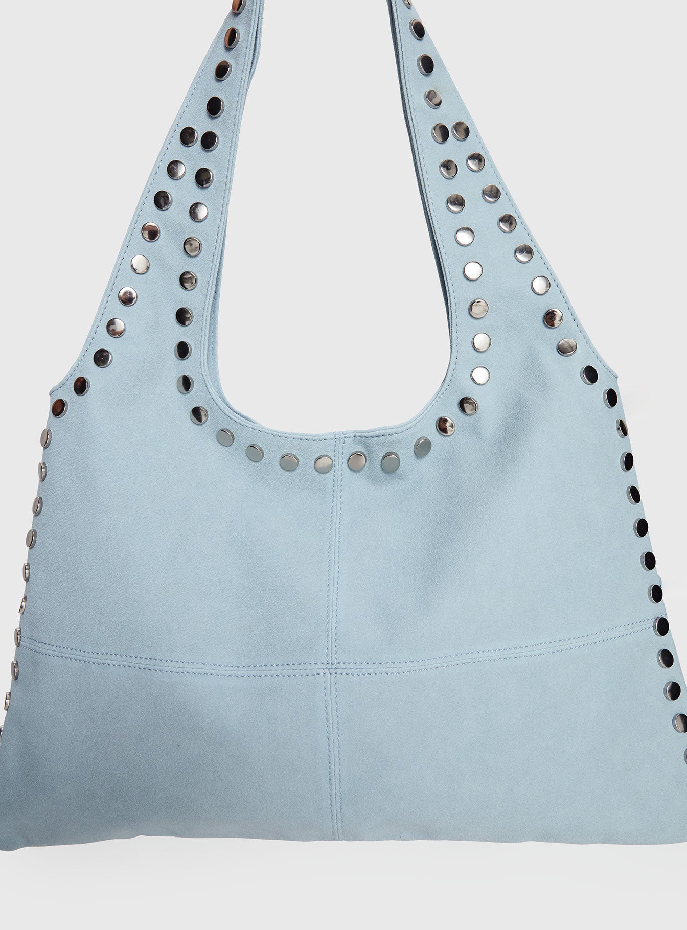 Tell The Truth Studded Faux Suede Bag Blue