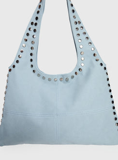 Tell The Truth Studded Faux Suede Bag Blue